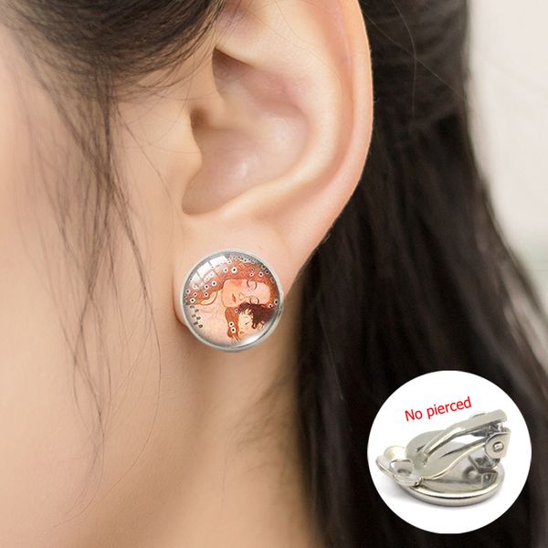 gustav klimt's paintings art glass cabochon clip earrings mother love baby no pierced earings handmade jewelry for women, Silver
gustav klimt's paintings art glass cabochon clip earrings mother love baby no pierced earings handmade jewelry for women, Silver