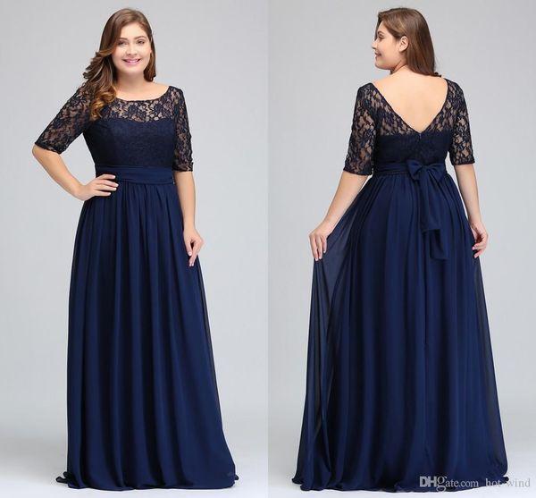 navy lace chiffon half sleeves plus size prom dresses lace a line chiffon v back mother of bride dresses gowns cps522, Black
navy lace chiffon half sleeves plus size prom dresses lace a line chiffon v back mother of bride dresses gowns cps522, Black