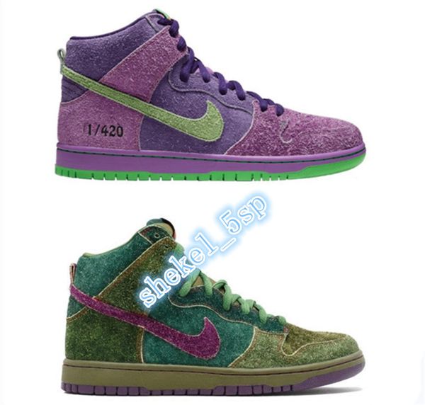 2020 dunk high premium sb skunk 420 vintage basketball shoes mens women sports sneakers green purple men designer shoes, Black
2020 dunk high premium sb skunk 420 vintage basketball shoes mens women sports sneakers green purple men designer shoes, Black