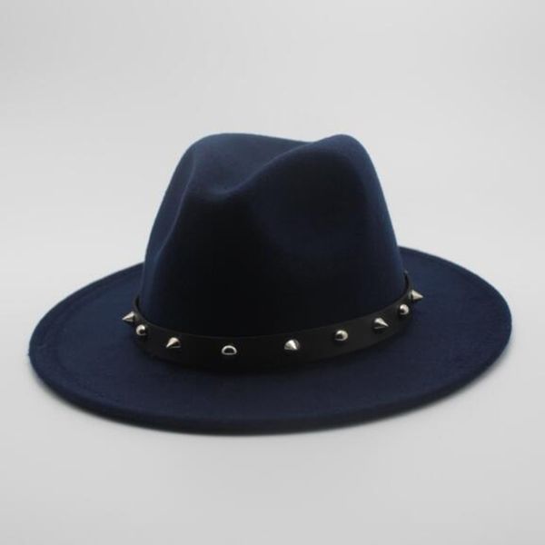 women men wool fedora hat with punk rivet ribbon elegant lady dad winter autumn wide brim jazz church godfather sombrero caps, Blue;gray
women men wool fedora hat with punk rivet ribbon elegant lady dad winter autumn wide brim jazz church godfather sombrero caps, Blue;gray