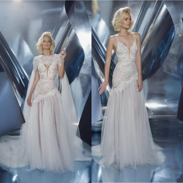 dany mizrachi 2019 wedding dresses with cape spaghetti neck bohemia bridal gowns boho lace appliqued a-line wedding dress vestidos de noiva, White
dany mizrachi 2019 wedding dresses with cape spaghetti neck bohemia bridal gowns boho lace appliqued a-line wedding dress vestidos de noiva, White