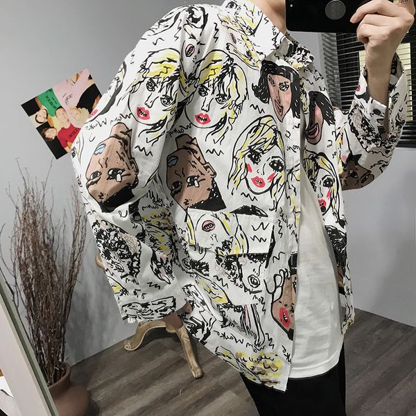 autumn new casual shirt men fashion cartoon printing trend wild streetwear hip hop loose long-sleeved shirt man clothes, White;black
autumn new casual shirt men fashion cartoon printing trend wild streetwear hip hop loose long-sleeved shirt man clothes, White;black