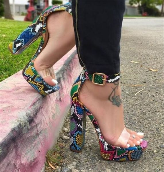 women elegant fashion open toe one pvc strap high platform chunky heel sandals snake leather ankle strap buckle thick high heel sandals, Black
women elegant fashion open toe one pvc strap high platform chunky heel sandals snake leather ankle strap buckle thick high heel sandals, Black