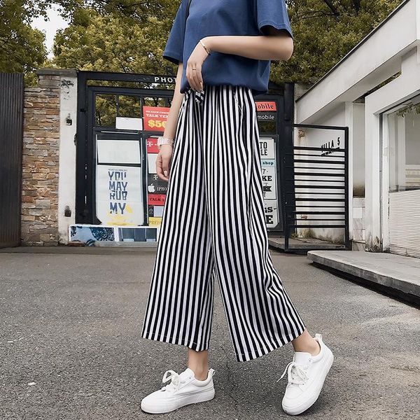 ladies loose casual dot printed straight trousers harajuku striped wide leg pants chiffon pants plus size high waist trouser, Black;white
ladies loose casual dot printed straight trousers harajuku striped wide leg pants chiffon pants plus size high waist trouser, Black;white