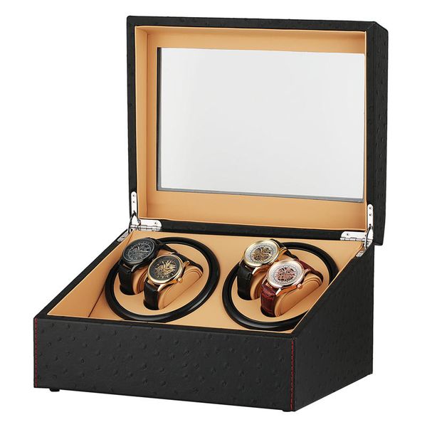au/eu/us/uk 4+6 watch winder leather black ostrich skin watch collection storage case for moteur remontoir de montre, Black;blue
au/eu/us/uk 4+6 watch winder leather black ostrich skin watch collection storage case for moteur remontoir de montre, Black;blue