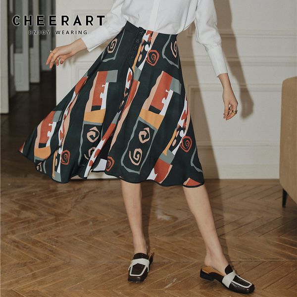cheerart vintage high waist skirts womens button up a line aesthetic flare skirt print fashion laides knee length skirt, Black
cheerart vintage high waist skirts womens button up a line aesthetic flare skirt print fashion laides knee length skirt, Black