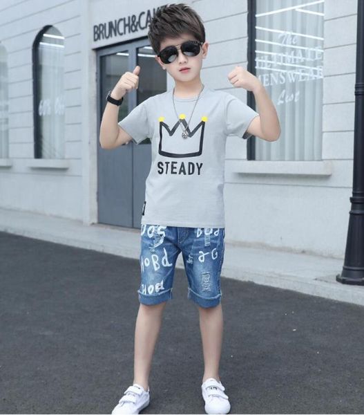 2020 summer children boys clothing kids short sleeve letter a t-shirt +jeans clothes set for 4-12 yrs sport suit, White
2020 summer children boys clothing kids short sleeve letter a t-shirt +jeans clothes set for 4-12 yrs sport suit, White