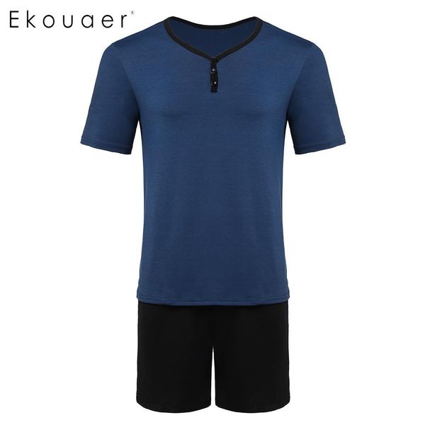 ekouaer men short pajamas set sleepwear v-neck short sleeve contrast color t-shirt mid waist shorts pajamas suit home nightwear, Black;brown
ekouaer men short pajamas set sleepwear v-neck short sleeve contrast color t-shirt mid waist shorts pajamas suit home nightwear, Black;brown