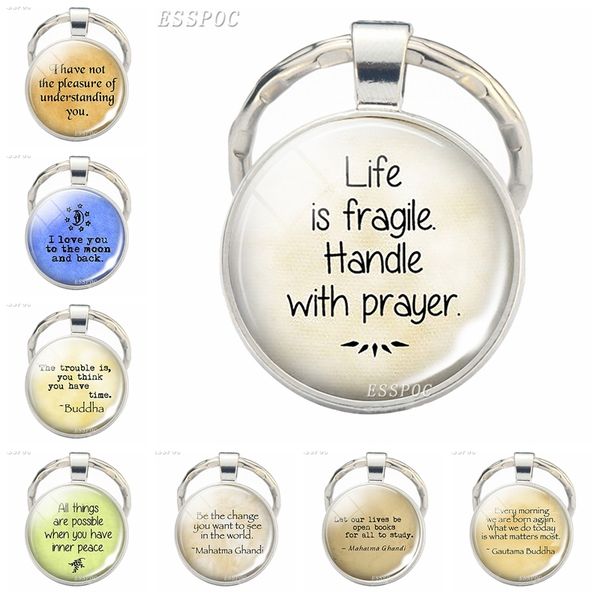 life love inspirational letters quote glass cabochon keychain " life is fragile handle with prayer " metal keyring special gifts, Silver
life love inspirational letters quote glass cabochon keychain " life is fragile handle with prayer " metal keyring special gifts, Silver