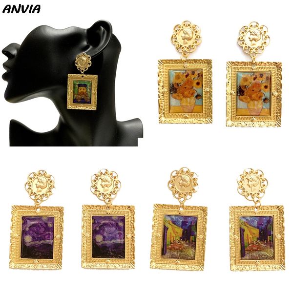europe artist painting jewelry gogh starry night sunflower p drop earrings women retro gold dangle pendientes brincos, Silver
europe artist painting jewelry gogh starry night sunflower p drop earrings women retro gold dangle pendientes brincos, Silver
