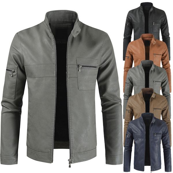 2019 autumn new men's anti-genuine leather coat, zipper, casual and fashionable pure color pu leather coat, Black
2019 autumn new men's anti-genuine leather coat, zipper, casual and fashionable pure color pu leather coat, Black