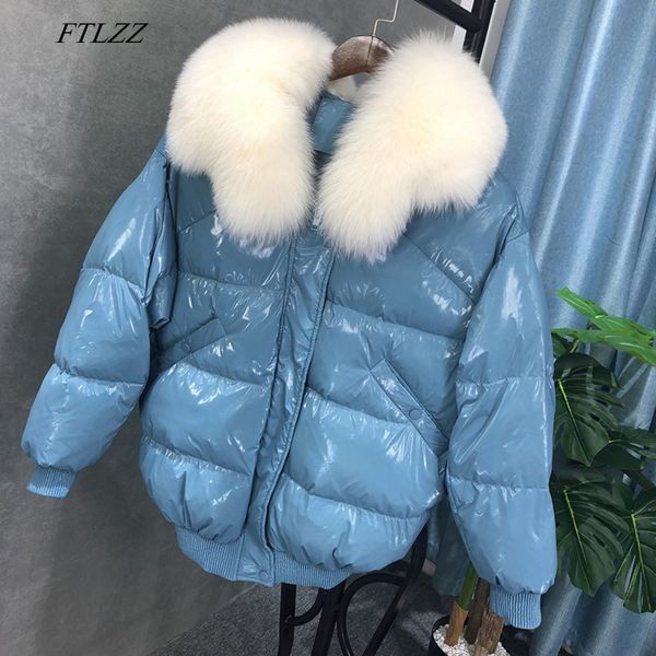 ftlzz new winter large real fur collar white duck down parka loose bright side breadwear female thick warm bomber outerwear, Black
ftlzz new winter large real fur collar white duck down parka loose bright side breadwear female thick warm bomber outerwear, Black