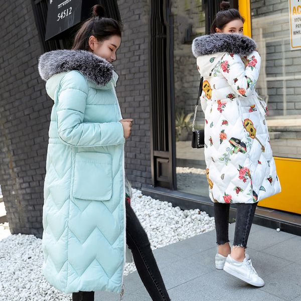 women's down & parkas 2021 women winter print jacket mujer big fur collar hooded coat loose parka both sides cotton padded jackets, Black
women's down & parkas 2021 women winter print jacket mujer big fur collar hooded coat loose parka both sides cotton padded jackets, Black