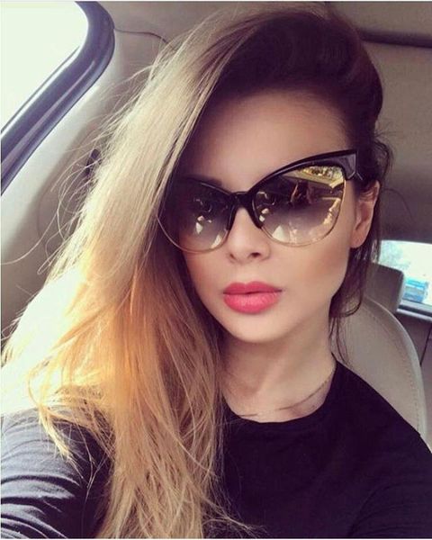 woman sunglasses brand cat eye sunglasses ladies fashion uv400, White;black
woman sunglasses brand cat eye sunglasses ladies fashion uv400, White;black