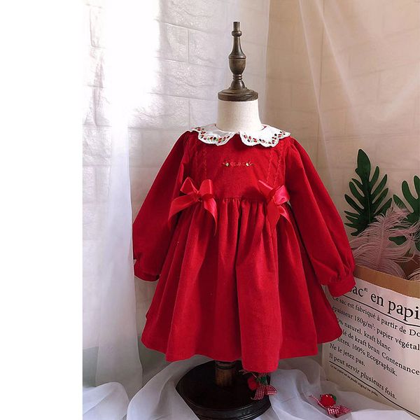 UK Spain style new Girls clothing Spanish retro red dress festive elegant dress Pet Pan Collar embroidered antique skirt autumn corduroy
UK Spain style new Girls clothing Spanish retro red dress festive elegant dress Pet Pan Collar embroidered antique skirt autumn corduroy
