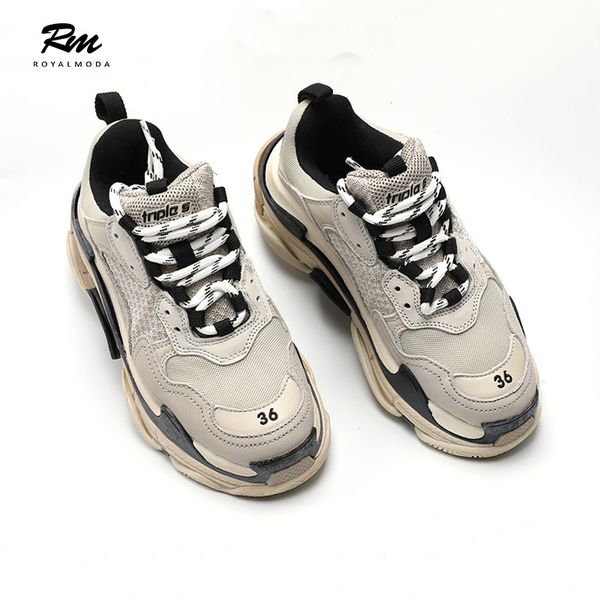 2019 new bal triples leather sneakers beige icream women's man's sports walking shoes eu39, Black
2019 new bal triples leather sneakers beige icream women's man's sports walking shoes eu39, Black