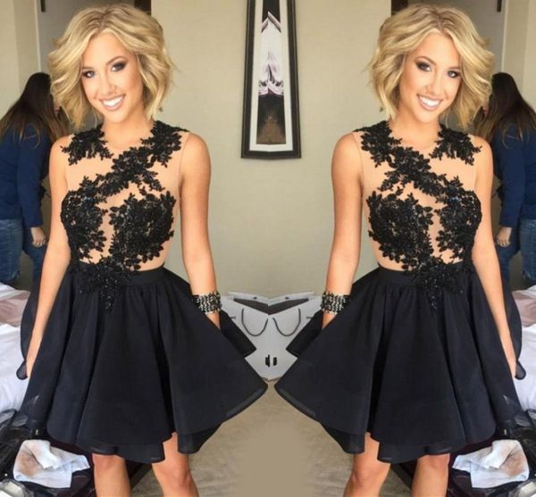 2020 simple black homecoming dresses back lace applique short prom dresses crew sleeveless mini formal party dresses custom made, Blue;pink
2020 simple black homecoming dresses back lace applique short prom dresses crew sleeveless mini formal party dresses custom made, Blue;pink