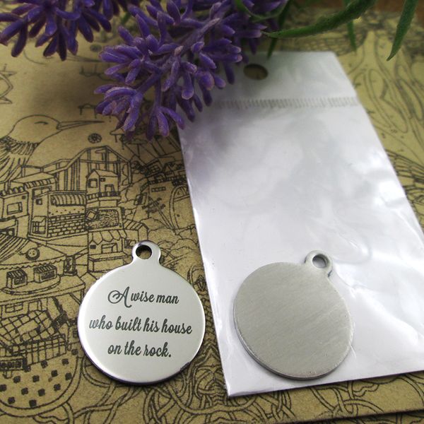 40pcs--"a wise man who built his house on the rock"stainless steel charms more style for choosing diy charms pendants for necklace, Bronze;silver
40pcs--"a wise man who built his house on the rock"stainless steel charms more style for choosing diy charms pendants for necklace, Bronze;silver