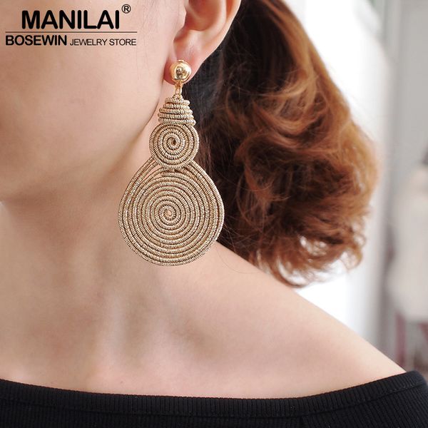 manilai bohemian alloy spiral round statement earrings women vintage metal drop dangle earrings fashion jewelry wholesale 2019, Silver
manilai bohemian alloy spiral round statement earrings women vintage metal drop dangle earrings fashion jewelry wholesale 2019, Silver