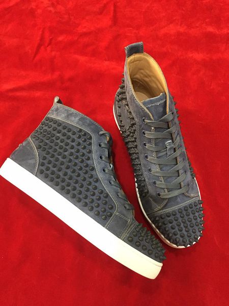 classic genuine leather red sole men sneaker high cut gray spike studs sneakers junion flats ,luxury party walking wedding outdoor, Black
classic genuine leather red sole men sneaker high cut gray spike studs sneakers junion flats ,luxury party walking wedding outdoor, Black