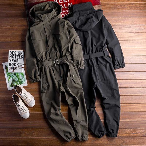 fashion hip hop men's long sleeve bib overalls with hooded jackets for male hiphop work suit streetwear loose boyfriend jumpsuit, Black
fashion hip hop men's long sleeve bib overalls with hooded jackets for male hiphop work suit streetwear loose boyfriend jumpsuit, Black