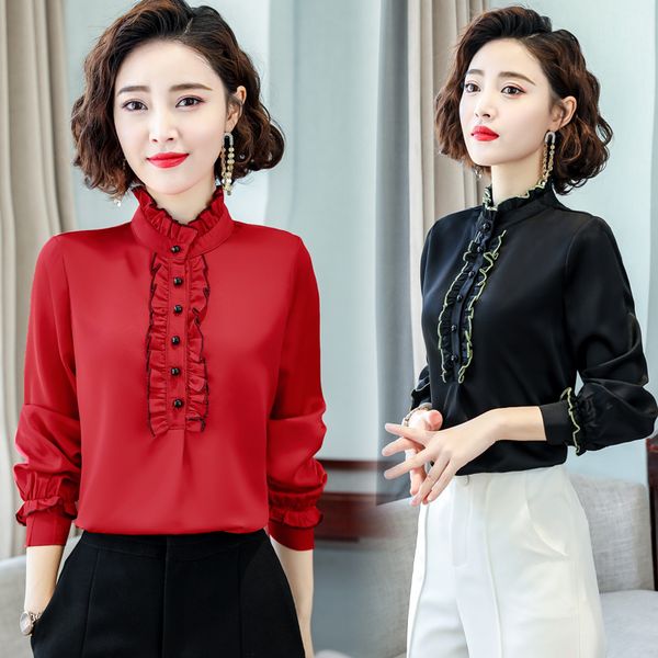 satin luxury shirts long sleeve ruffle mock neck plus size ladies elegant blouse runway women's office designer shirt, White
satin luxury shirts long sleeve ruffle mock neck plus size ladies elegant blouse runway women's office designer shirt, White