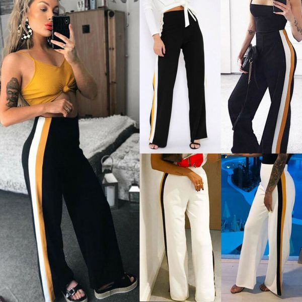 women sport high waist striped wide leg long pants spring autumn elastic exercise trousers plus size, Black;blue
women sport high waist striped wide leg long pants spring autumn elastic exercise trousers plus size, Black;blue