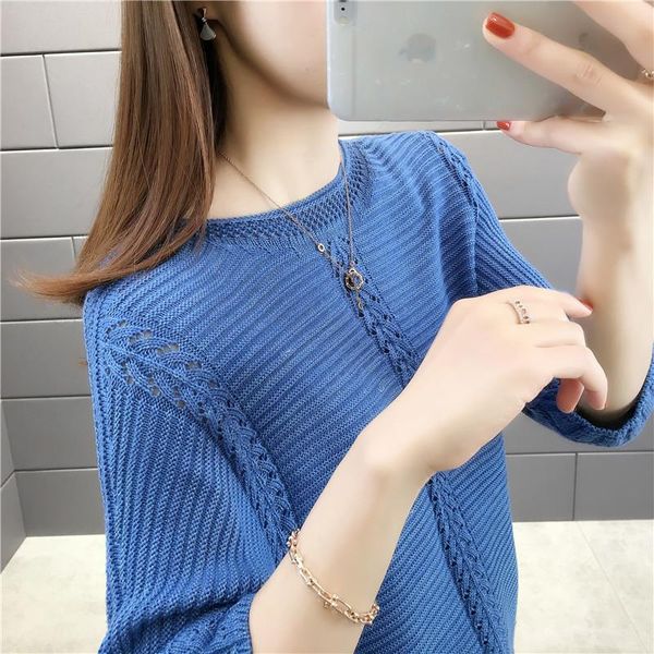 women's sweaters round neck five-sleeve ladies sweater hollow out thin knitted bottoming bat jumpers pullovers female 2021 spring, White;black
women's sweaters round neck five-sleeve ladies sweater hollow out thin knitted bottoming bat jumpers pullovers female 2021 spring, White;black