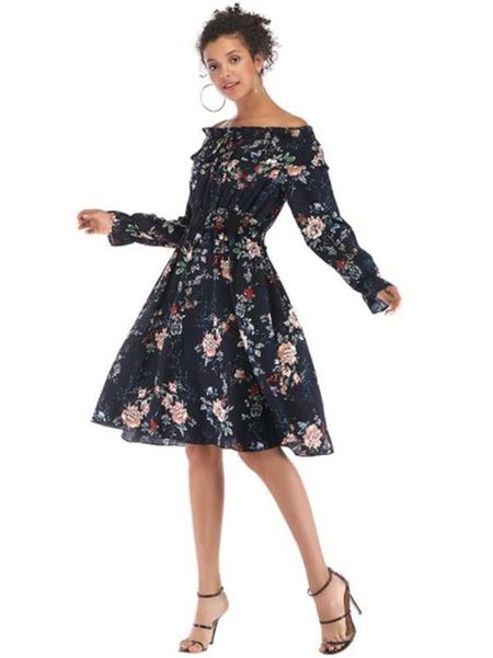 designer dresses slash neck long sleeve womens designer dresses casual females clothing floral print womens, Black;gray
designer dresses slash neck long sleeve womens designer dresses casual females clothing floral print womens, Black;gray