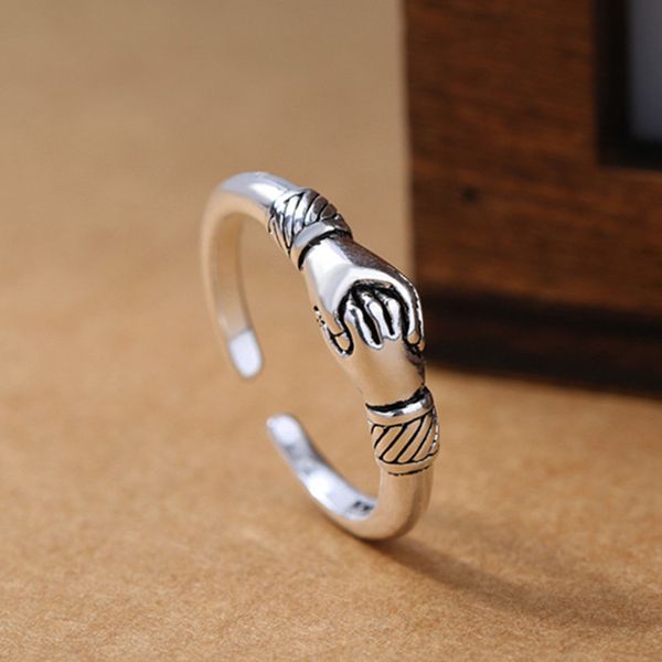 2019 new retro women 925 sterling silver jewelry ring opening handshake creative friendship ring fine jewelry, Golden;silver
2019 new retro women 925 sterling silver jewelry ring opening handshake creative friendship ring fine jewelry, Golden;silver
