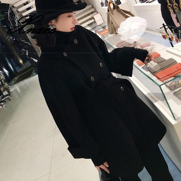 xnxee office lady solid women long woolen coat solid loose women's jacket double breasted cashmere coat and jacket, Black
xnxee office lady solid women long woolen coat solid loose women's jacket double breasted cashmere coat and jacket, Black