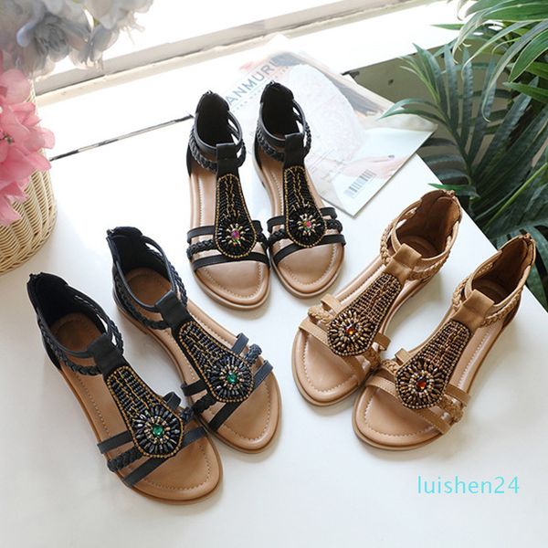 2020 bohemia for women beach women's flat summer shoes big size fashion ladies rome sandals l24, Black
2020 bohemia for women beach women's flat summer shoes big size fashion ladies rome sandals l24, Black