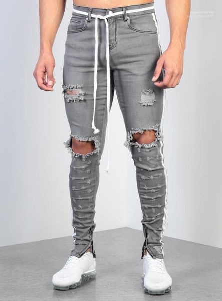 pants 19ss street skinny mens jeans spring summer male hombres jean trousers ripped striped slim fit, Blue
pants 19ss street skinny mens jeans spring summer male hombres jean trousers ripped striped slim fit, Blue