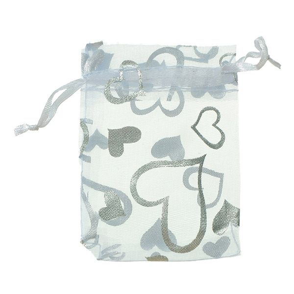 100 pcs heart white organza wedding gift bags jewellery pouches 7x9cm