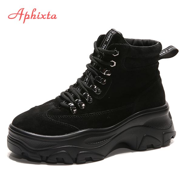 aphixta platform ankle boots woman cow suede equestrian winter thick sole lace-up women shoes waterproof boot ly191224, Black
aphixta platform ankle boots woman cow suede equestrian winter thick sole lace-up women shoes waterproof boot ly191224, Black
