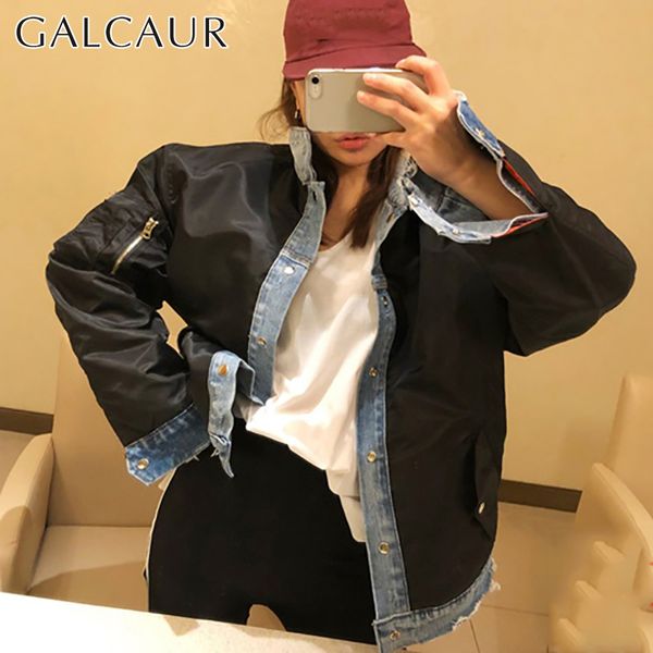 galcaur korean patchwork denim jacket coat for women lapel collar long sleeve large size female jackets 2019 fashion new, Black;brown
galcaur korean patchwork denim jacket coat for women lapel collar long sleeve large size female jackets 2019 fashion new, Black;brown