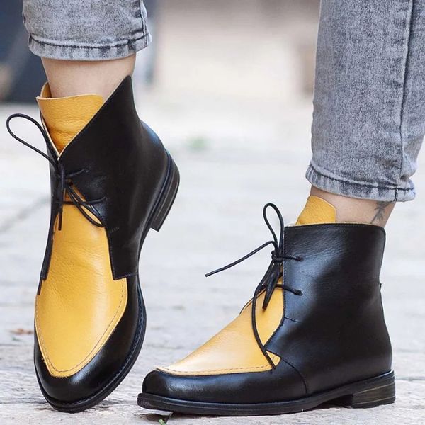 mixed color round head with zippered square and leather ankle boots fashion wild lace up ankle boots winter women 2019, Black
mixed color round head with zippered square and leather ankle boots fashion wild lace up ankle boots winter women 2019, Black
