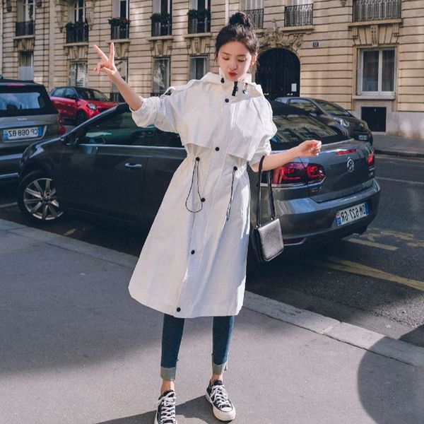 2019 new white drawstring hooded windbreaker for women new fashion casual large size overcoat female trench casaco feminino, Tan;black
2019 new white drawstring hooded windbreaker for women new fashion casual large size overcoat female trench casaco feminino, Tan;black