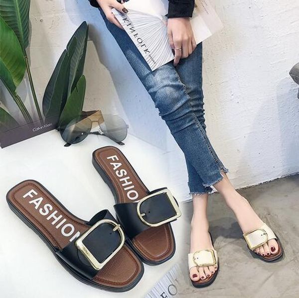 european and american style fashion belt buckle slippers women summer indoor and outdoor wear non-slip slippers comfortable soft bottom beac, Black
european and american style fashion belt buckle slippers women summer indoor and outdoor wear non-slip slippers comfortable soft bottom beac, Black