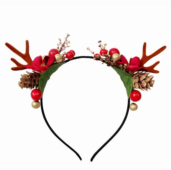 Christmas Elk Deer Horn Feather Hair Hoop Decoration Supplies Hairbands For Kids Party Hair Accessories Ing