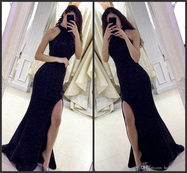 high neck black sequined mermaid prom dresses 2019 front split african dresses cocktailkleid elegant evening formal dresses
high neck black sequined mermaid prom dresses 2019 front split african dresses cocktailkleid elegant evening formal dresses