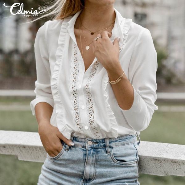 stylish celmia women long sleeve lace blouse 2019 autumn lapel hollow out casual female shirts elegant ruffles blusas 7, White
stylish celmia women long sleeve lace blouse 2019 autumn lapel hollow out casual female shirts elegant ruffles blusas 7, White