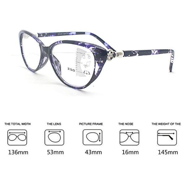 anti blue light progressive multifocal reading glasses retro cat eye frame near far sight diopter eyewear tr90, Silver
anti blue light progressive multifocal reading glasses retro cat eye frame near far sight diopter eyewear tr90, Silver
