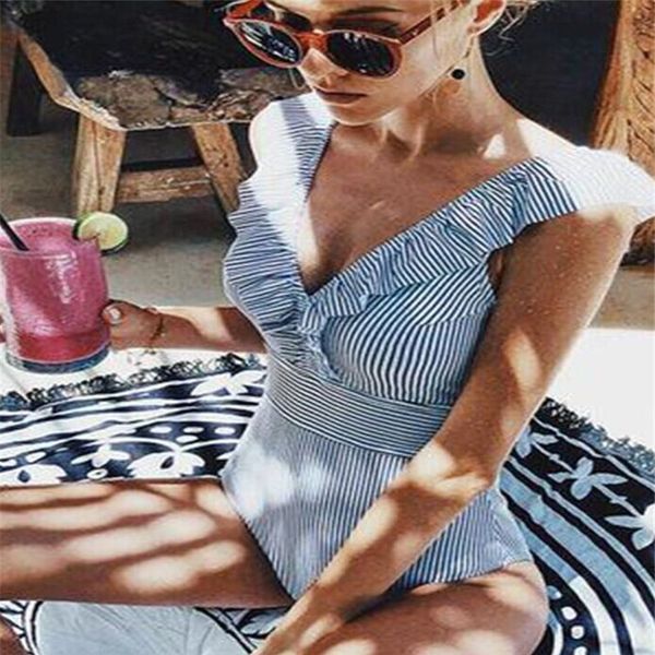2019 v neck striped bodysuits off shoulder ruffles swimwear sleeveless romper women push up beach bathing suits 3colors, Black;white
2019 v neck striped bodysuits off shoulder ruffles swimwear sleeveless romper women push up beach bathing suits 3colors, Black;white