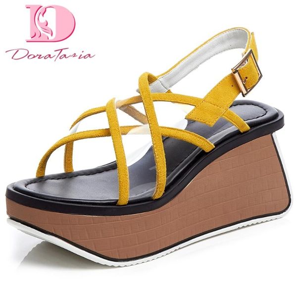 doratasia 2020 dorpship fashion high heels platform pvc flip flops and suede summer wedges women's shoes sandals, Black
doratasia 2020 dorpship fashion high heels platform pvc flip flops and suede summer wedges women's shoes sandals, Black