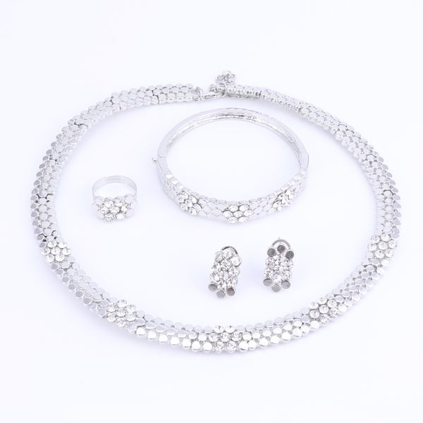 vintage wedding jewelry set crystal 4pcs sets necklace bracelet ring and earrings for women party accessories, Slivery;golden
vintage wedding jewelry set crystal 4pcs sets necklace bracelet ring and earrings for women party accessories, Slivery;golden