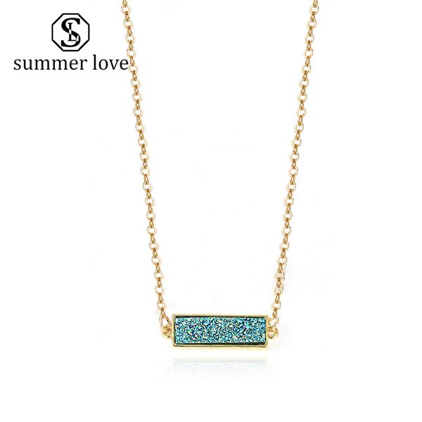 2020 new fashion resin druzy stone rectangle pendant choker necklace colorful bohemain gold chian necklace women girl jewelry gift, Silver
2020 new fashion resin druzy stone rectangle pendant choker necklace colorful bohemain gold chian necklace women girl jewelry gift, Silver