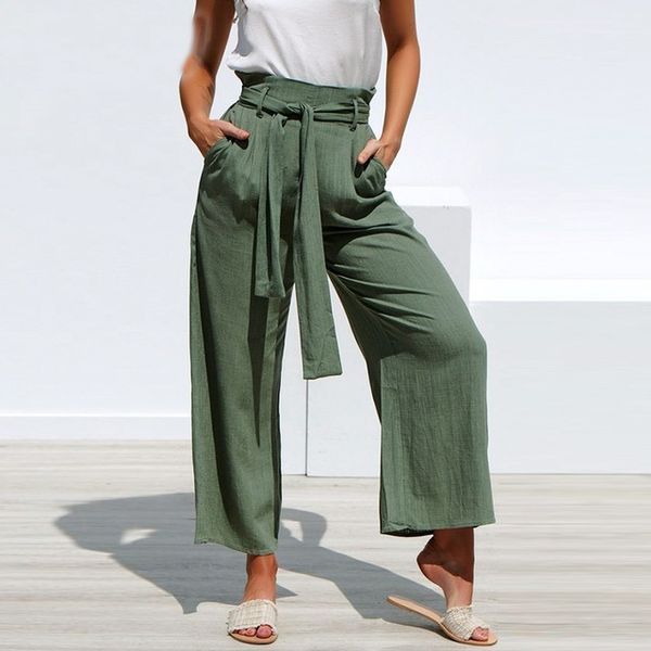 high waist wide leg sashesfemal fashion pants women green linen long pants casual female trousers belt loose trouser, Black;white
high waist wide leg sashesfemal fashion pants women green linen long pants casual female trousers belt loose trouser, Black;white