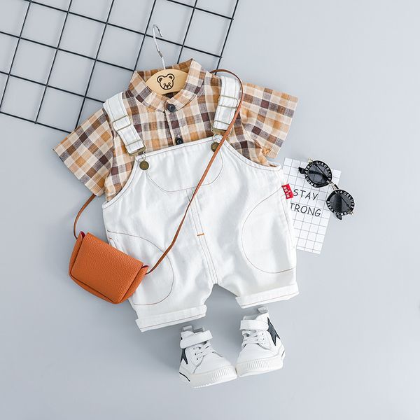 spring new korean version of the children's suit cotton plaid shirt strap suit, White
spring new korean version of the children's suit cotton plaid shirt strap suit, White