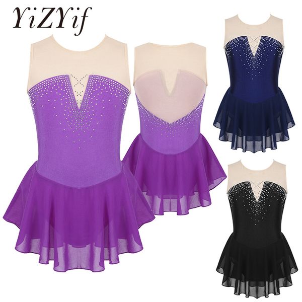 gymnastics leotard girls figure skating dress sparkly inlaid rhinestone mesh splice contemporary lyrical ballet costumes kids, Black;red
gymnastics leotard girls figure skating dress sparkly inlaid rhinestone mesh splice contemporary lyrical ballet costumes kids, Black;red